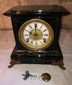 1910s Antique Seth Thomas Mantel Shelf Clock Working Correctly Adamantine