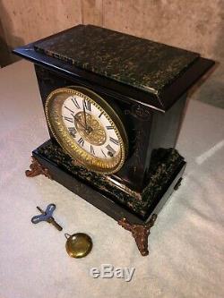 1910s Antique Seth Thomas Mantel Shelf Clock Working Correctly Adamantine