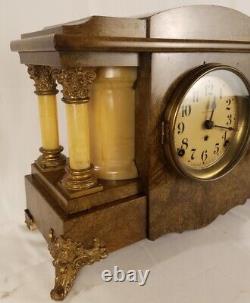 1915 Seth Thomas New Shasta Golden Bronze Adamantine Antique Mantel Clock