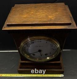 1916 Antique Seth Thomas Mahogany Wales Rectangle Mantle Clock Fully Working