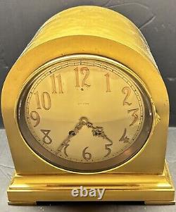 1920's Seth Thomas Doric No 4. 12 Dome Brass Finish Mantle Clock Working