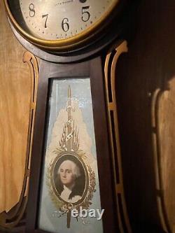 1929 SETH THOMAS BANJO CLOCK ANTIQUE, GEORGE WASHINGTON, MT VERNON Working 4384