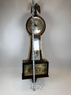 1929 Seth Thomas Banjo Clock- George Washington, Mt. Vernon Working With Key