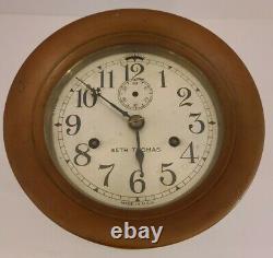 1935 SETH THOMAS WWII US NAVY Brass Ships Bell Porthole Ship Clock Parts/Repair