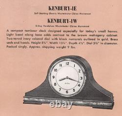 1953 Seth Thomas Westminster Chime Clock KENBURY-1W MODEL #E- 705-003 124 w Key