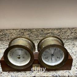 1970's Seth Thomas Corsair S537-000 Ships Clock & Barometer Set German Movement