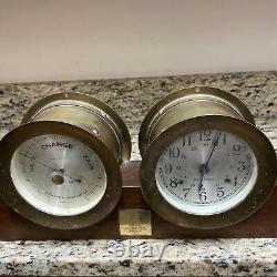 1970's Seth Thomas Corsair S537-000 Ships Clock & Barometer Set German Movement