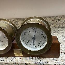 1970's Seth Thomas Corsair S537-000 Ships Clock & Barometer Set German Movement