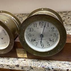 1970's Seth Thomas Corsair S537-000 Ships Clock & Barometer Set German Movement