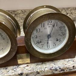 1970's Seth Thomas Corsair S537-000 Ships Clock & Barometer Set German Movement