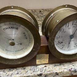 1970's Seth Thomas Corsair S537-000 Ships Clock & Barometer Set German Movement