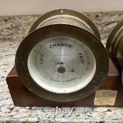 1970's Seth Thomas Corsair S537-000 Ships Clock & Barometer Set German Movement