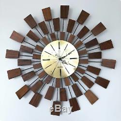 1970s Grandeur Sunburst Wall Clock by Seth Thomas Starburst