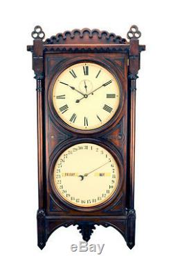 50H Seth Thomas Double Dial Office Perpetual Calendar No 5 Regulator Wall Clock