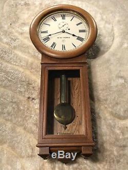 8 Day Vintage Antique Seth Thomas Weight Driven No # 2 Wall Clock, Mahogany