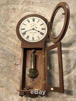 8 Day Vintage Antique Seth Thomas Weight Driven No # 2 Wall Clock, Mahogany