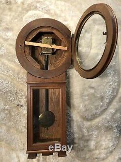 8 Day Vintage Antique Seth Thomas Weight Driven No # 2 Wall Clock, Mahogany