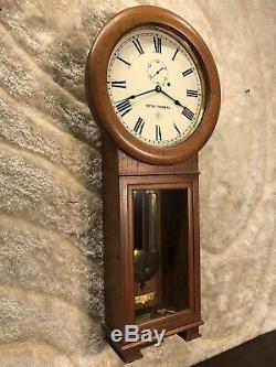 8 Day Vintage Antique Seth Thomas Weight Driven No # 2 Wall Clock, Mahogany