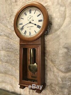 8 Day Vintage Antique Seth Thomas Weight Driven No # 2 Wall Clock, Mahogany