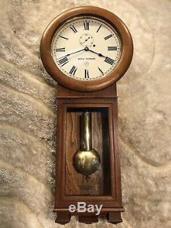 8 Day Vintage Antique Seth Thomas Weight Driven No # 2 Wall Clock, Mahogany
