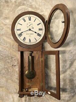 8 Day Vintage Antique Seth Thomas Weight Driven No # 2 Wall Clock, Mahogany