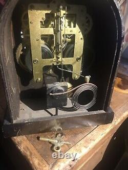 89AL Seth Thomas Beehive Mantel Clock Working Gong Chime Antique W Key Pendulum