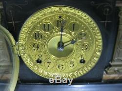 ANTIQUE 1880 Seth Thomas #102 Adamantine Mantle Clock with Key