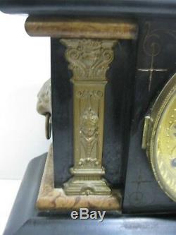 ANTIQUE 1880 Seth Thomas #102 Adamantine Mantle Clock with Key