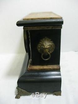 ANTIQUE 1880 Seth Thomas #102 Adamantine Mantle Clock with Key