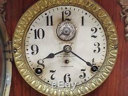 ANTIQUE SETH THOMAS ADAMANTINE ADVANCE MODEL LONG ALARM MANTEL CLOCK c. 1909