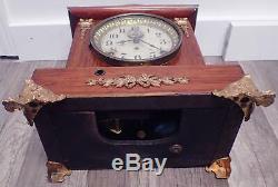 ANTIQUE SETH THOMAS ADAMANTINE ADVANCE MODEL LONG ALARM MANTEL CLOCK c. 1909