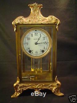 ANTIQUE SETH THOMAS GILT CASE CRYSTAL REGULATOR CLOCK, c. 1900