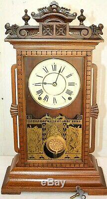 ANTIQUE SETH THOMAS RARE UTICA CITY SERIES WALNUT PARLOR CLOCK With LYRE MVMT