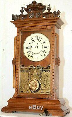 ANTIQUE SETH THOMAS RARE UTICA CITY SERIES WALNUT PARLOR CLOCK With LYRE MVMT