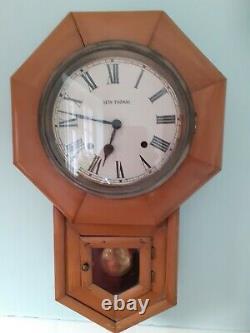 ANTIQUE SETH THOMAS WOODEN WALL CLOCK- with striking movement (bell)
