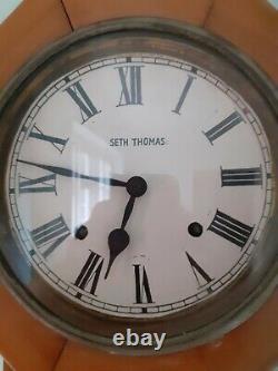 ANTIQUE SETH THOMAS WOODEN WALL CLOCK- with striking movement (bell)