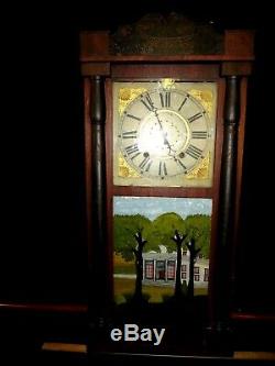 ANTIQUE SETH THOMAS WOODEN WORKS MANTEL CLOCK by ELI TERRY C1860