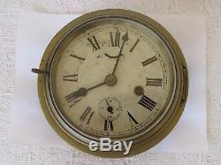 ANTIQUE SETH THOMAS time only SHIP'S CLOCK RUNNING, with Key