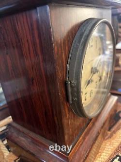 ANTIQUE VICTORIAN SETH THOMAS ROSEWOOD MANTLE CLOCK (Needs Winding Key)