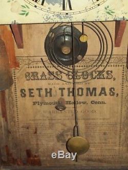ANTIQUE c1800's SETH THOMAS WEIGHT DRIVEN MANTLE CLOCK WORKS