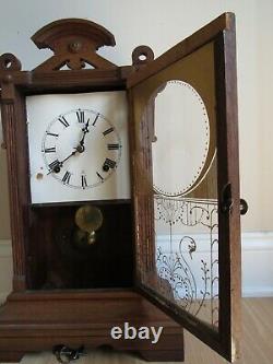 ANTIQUE mantel clock SETH THOMAS key wind 1800's BEAUTIFUL WALNUT