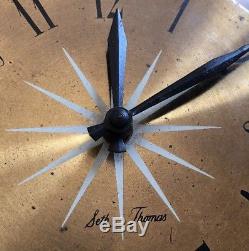 ATOMIC Mid Century Modern Seth Thomas STARBURST Metal Wall Clock Vintage WORKS