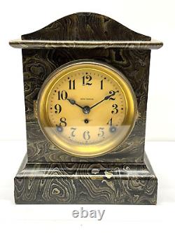 ATQ Seth Thomas Adamantine Mantel Bracket Shelf Clock RARE Damascus Finish 11