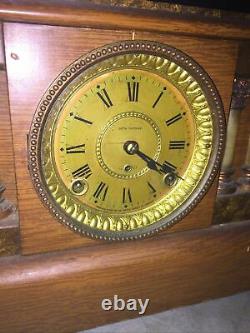 Amazing Antique Seth Thomas Oak Column Mantle Clock