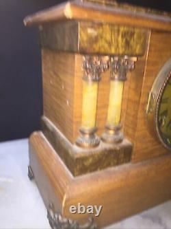 Amazing Antique Seth Thomas Oak Column Mantle Clock