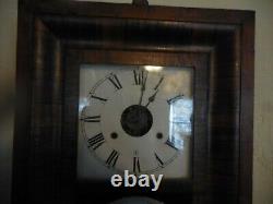 Anique Seth Thomas Weight Driven Ogee Clock with Flowers on Painted Glass 23.5L