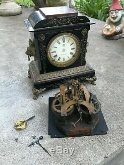 Ansonia St Clair Iron Cased Clock Non Working for Parts / Repair