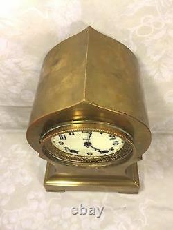 Ant Seth Thomas Brass or Bronze Case Clock Barrel Pendulum Porcelain Face Runs