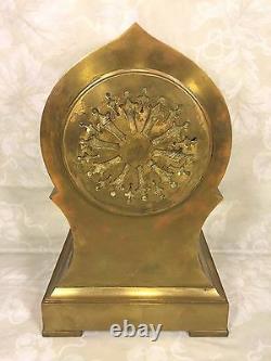 Ant Seth Thomas Brass or Bronze Case Clock Barrel Pendulum Porcelain Face Runs