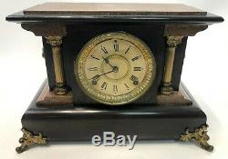 Antique 14 SETH THOMAS Lion Head Adamantine Mechanical Wind Mantle Clock READ